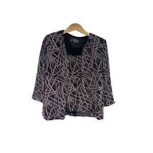 Alex Evenings Top Womens Petites SP Formal Black Pink Shiny Glitter 2 Piece Set